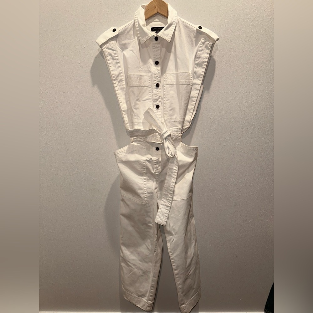 Banana Republic Utility Jumpsuit White Size Medium Petite